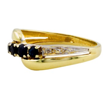 9ct gold Sapphire/Diamond crossover Ring size L